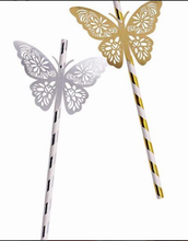 Cargar imagen en el visor de la galería, Popote con detalle de mariposa.
